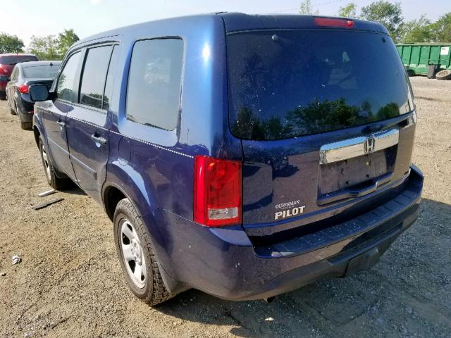 5FNYF3H24EB011374 - 2014 HONDA PILOT LX BLUE photo 3