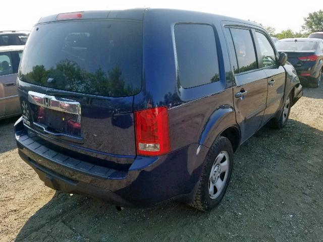 5FNYF3H24EB011374 - 2014 HONDA PILOT LX BLUE photo 4