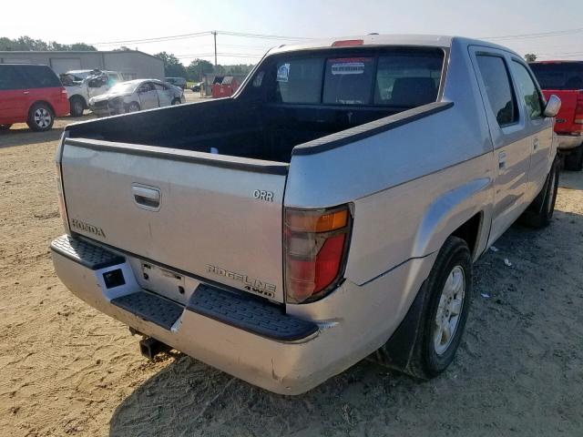 2HJYK165X7H536865 - 2007 HONDA RIDGELINE SILVER photo 4