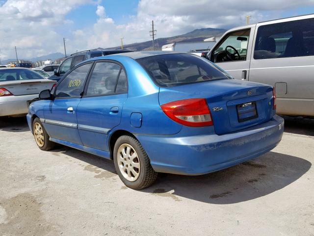 KNADC125036269766 - 2003 KIA RIO BLUE photo 3