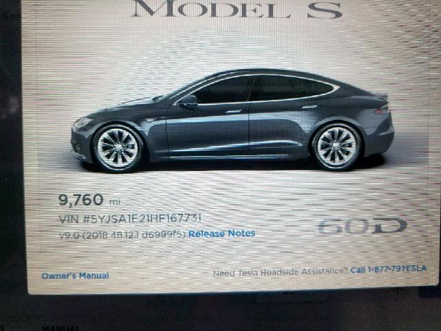 5YJSA1E21HF167731 - 2017 TESLA MODEL S GRAY photo 8