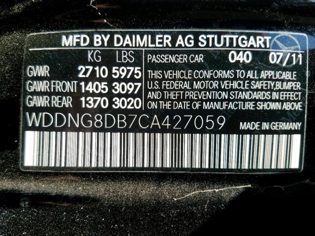 WDDNG8DB7CA427059 - 2012 MERCEDES-BENZ S 350 BLUE BLACK photo 10