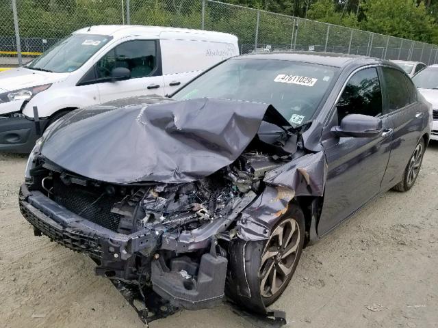 1HGCR2F82HA201028 - 2017 HONDA ACCORD EXL GRAY photo 2