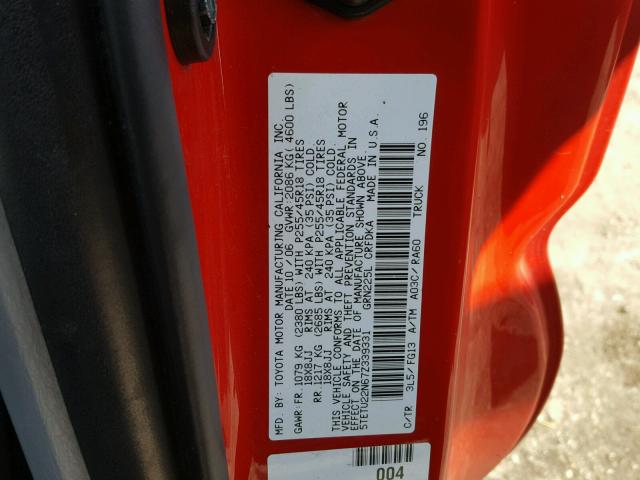 5TETU22N67Z339331 - 2007 TOYOTA TACOMA X-R RED photo 10