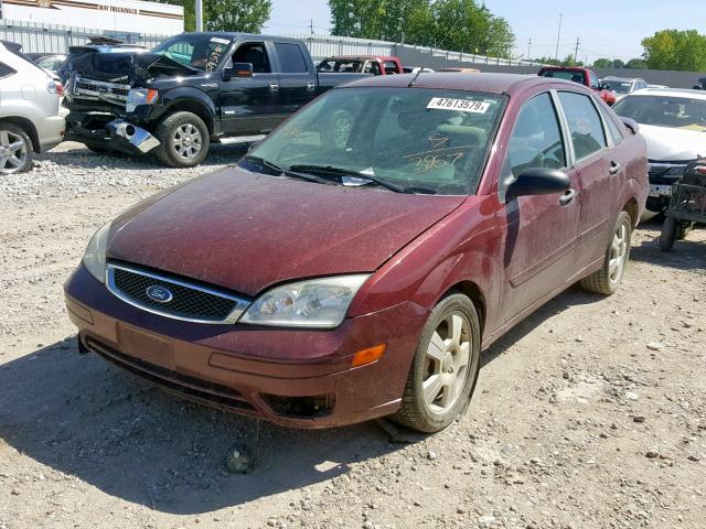 1FAHP34N17W303257 - 2007 FORD FOCUS ZX4 MAROON photo 2