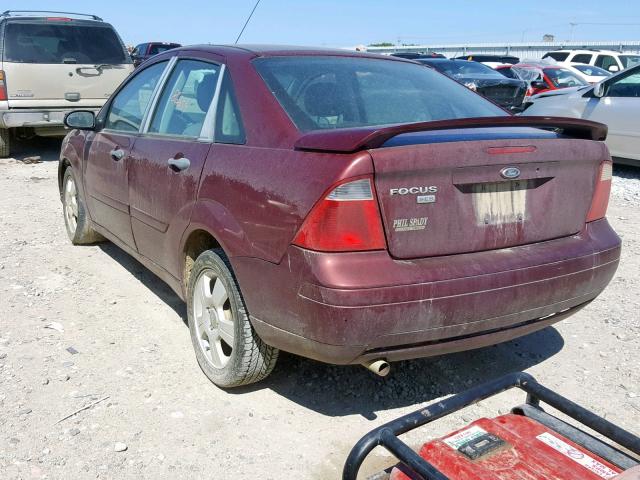 1FAHP34N17W303257 - 2007 FORD FOCUS ZX4 MAROON photo 3