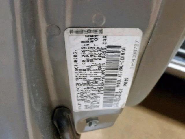 4T1BF22K7YU109234 - 2000 TOYOTA CAMRY LE GOLD photo 10