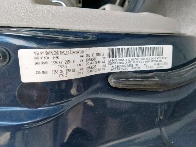 1J8HG58NX6C318316 - 2006 JEEP COMMANDER ლურჯი ფოტო 10