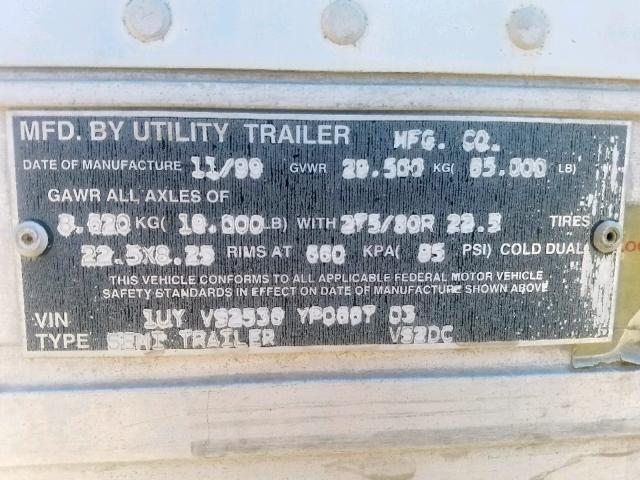 1UYVS2536YP066703 - 2000 UTILITY TRAILER WHITE photo 10