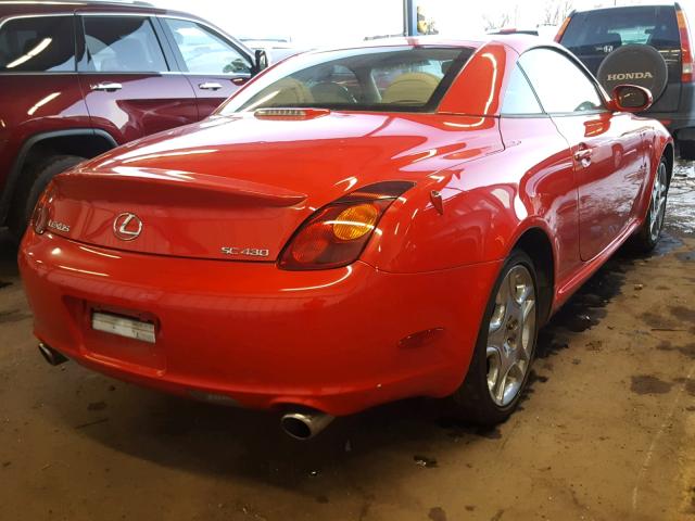 JTHFN48Y640050547 - 2004 LEXUS SC 430 RED photo 4