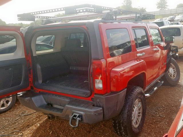 5GTDN136X68203599 - 2006 HUMMER H3 RED photo 4