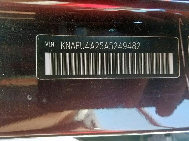 KNAFU4A25A5249482 - 2010 KIA FORTE EX MAROON photo 10