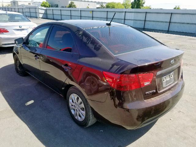 KNAFU4A25A5249482 - 2010 KIA FORTE EX MAROON photo 3