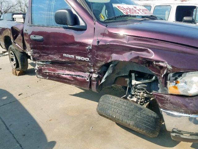 1D7HA18NX5S287998 - 2005 DODGE RAM 1500 S BURGUNDY photo 9