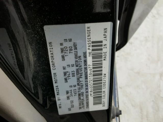 JM1BJ225721584677 - 2002 MAZDA PROTEGE DX BLACK photo 10