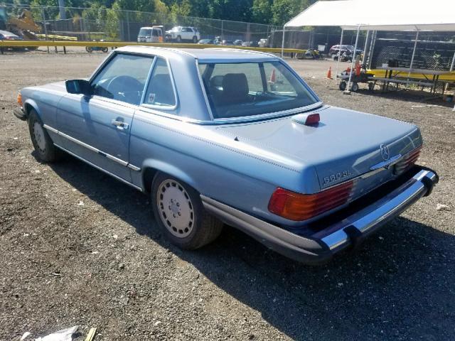 WDBBA48D3HA066454 - 1987 MERCEDES-BENZ 560 SL BLUE photo 3