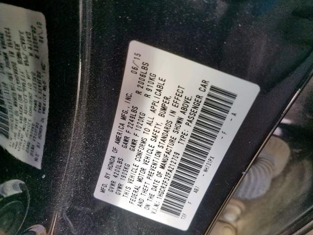 1HGCR2F32FA212709 - 2015 HONDA ACCORD LX BLACK photo 10