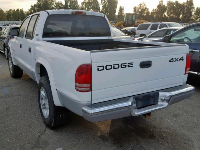 1B7GG2AN91S124502 - 2001 DODGE DAKOTA QUA WHITE photo 3