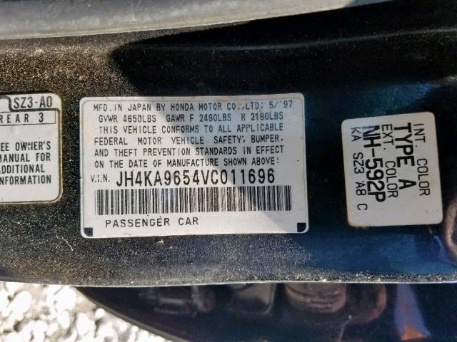 JH4KA9654VC011696 - 1997 ACURA 3.5RL BLACK photo 10