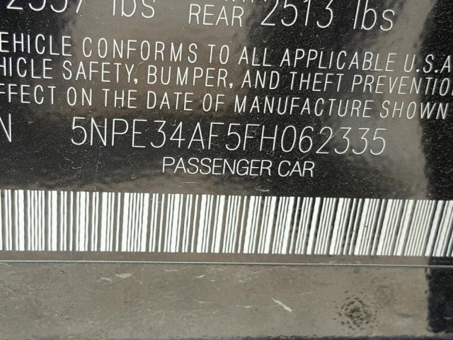 5NPE34AF5FH062335 - 2015 HYUNDAI SONATA SPO BLACK photo 10