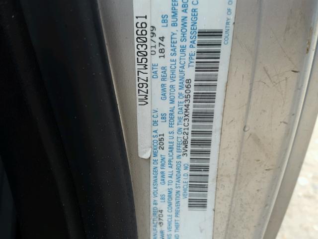 3VWBC21C3XM435068 - 1999 VOLKSWAGEN NEW BEETLE Gümüş foto 10