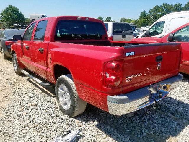 1D7HE48K45S315001 - 2005 DODGE DAKOTA QUA RED photo 3