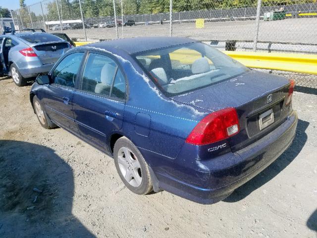 2HGES26764H564173 - 2004 HONDA CIVIC EX BLUE photo 3