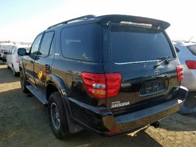 5TDZT38A71S016448 - 2001 TOYOTA SEQUOIA LI BLACK photo 3