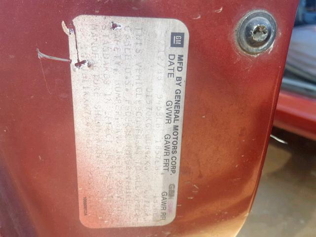 1G2JB11KXK7546663 - 1989 PONTIAC SUNBIRD LE RED photo 10