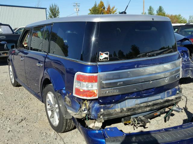 2FMGK5D89DBD16924 - 2013 FORD FLEX LIMIT BLUE photo 3