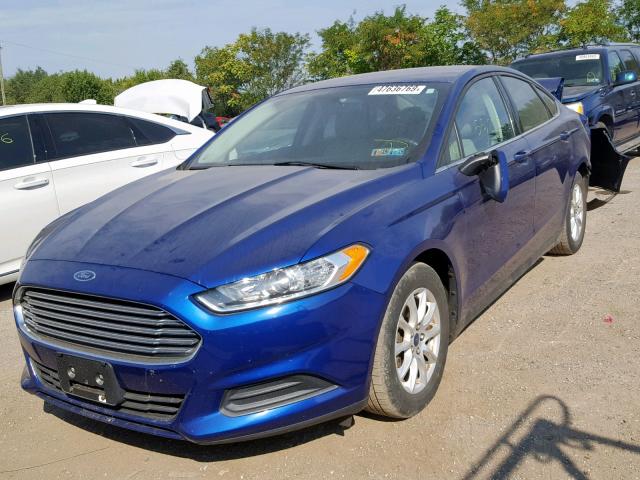 3FA6P0G74FR275362 - 2015 FORD FUSION S BLUE photo 2