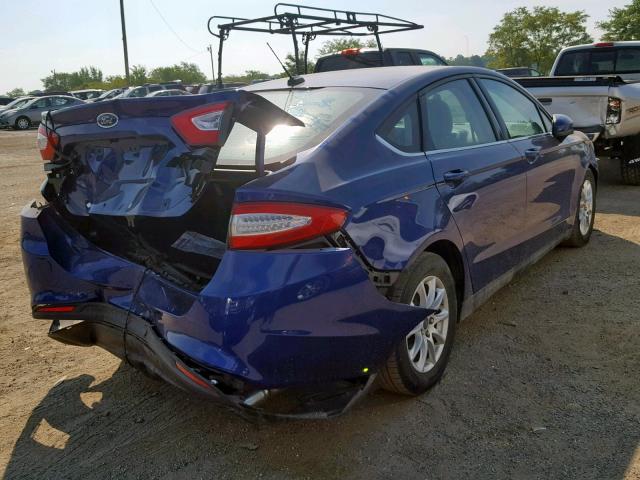 3FA6P0G74FR275362 - 2015 FORD FUSION S BLUE photo 4