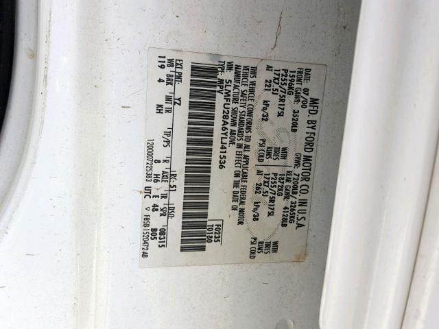 5LMFU28A6YLJ41536 - 2000 LINCOLN NAVIGATOR თეთრი ფოტო 10