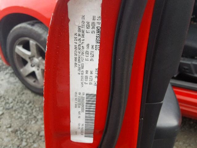 2B3KA33V09H595201 - 2009 DODGE CHARGER SX RED photo 10