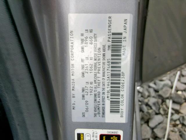 JM1BL1H43A1174685 - 2010 MAZDA SPEED 3 GRAY photo 10