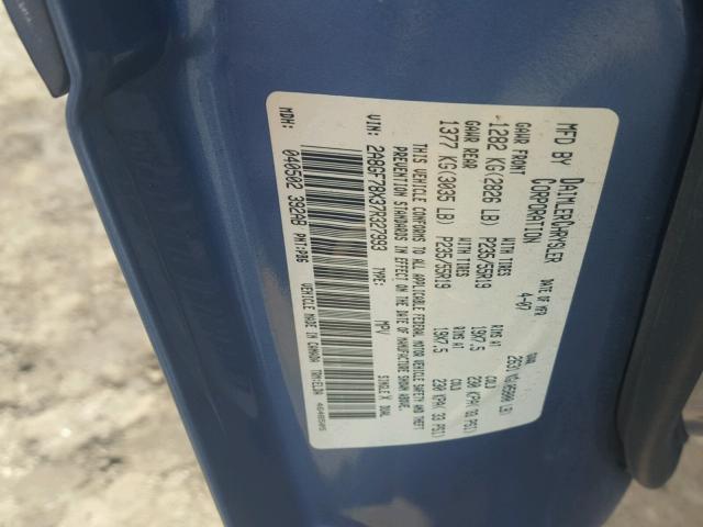 2A8GF78X37R327993 - 2007 CHRYSLER PACIFICA L BLUE photo 10