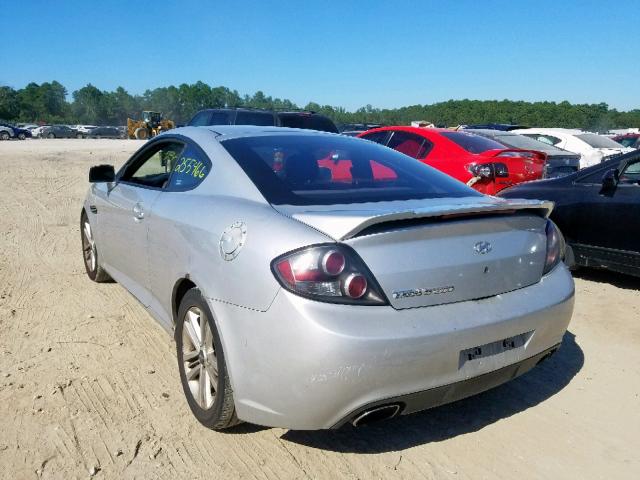 KMHHM66D67U243539 - 2007 HYUNDAI TIBURON GS SILVER photo 3