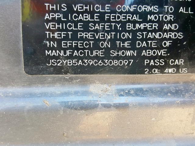 JS2YB5A39C6308097 - 2012 SUZUKI SX4 GRAY photo 10