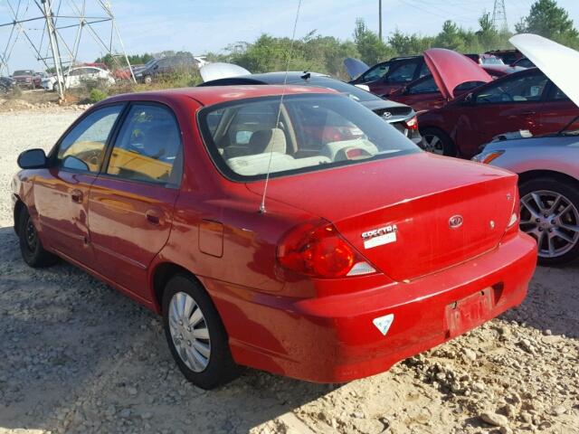 KNAFB121125176865 - 2002 KIA SPECTRA BA RED photo 3