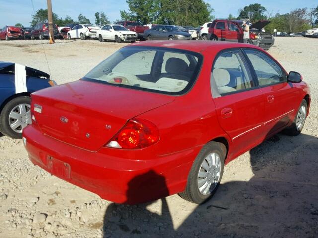 KNAFB121125176865 - 2002 KIA SPECTRA BA RED photo 4