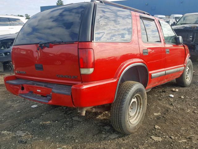 1GNDT13W3Y2106352 - 2000 CHEVROLET BLAZER RED photo 4