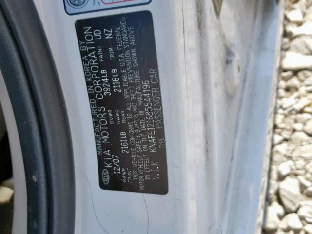 KNAFE121685544196 - 2008 KIA SPECTRA EX WHITE photo 10