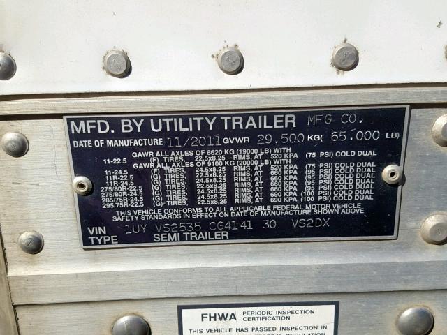 1UYVS2535CG414130 - 2012 UTILITY TRAILER Ağ foto 10