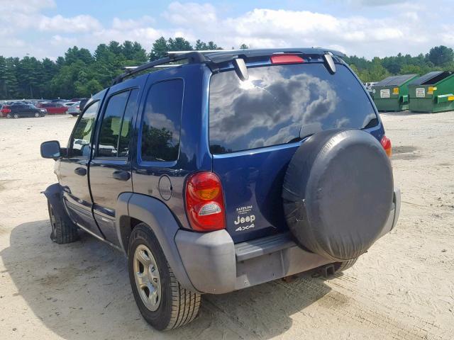 1J4GL48K34W330893 - 2004 JEEP LIBERTY SP BLUE photo 3