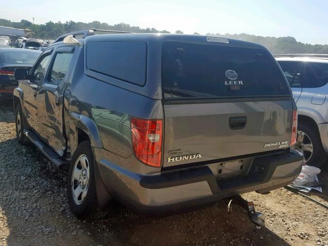 2HJYK16219H500071 - 2009 HONDA RIDGELINE GRAY photo 3