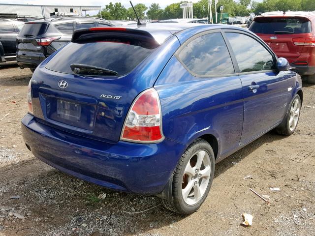 KMHCN36C08U104957 - 2008 HYUNDAI ACCENT SE BLUE photo 4