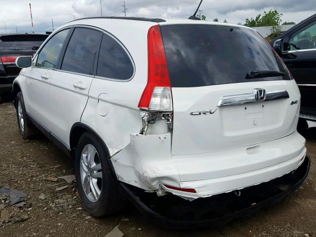 5J6RE4H78BL015391 - 2011 HONDA CR-V EXL WHITE photo 3