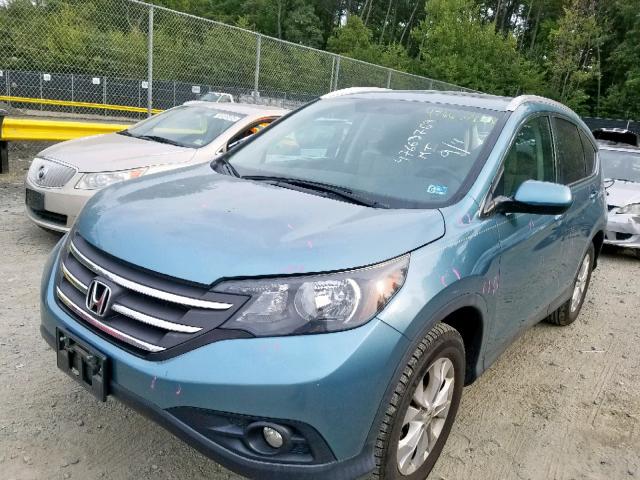 2HKRM4H74EH662825 - 2014 HONDA CR-V EXL BLUE photo 2