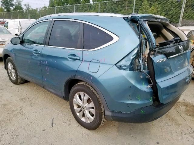 2HKRM4H74EH662825 - 2014 HONDA CR-V EXL BLUE photo 3