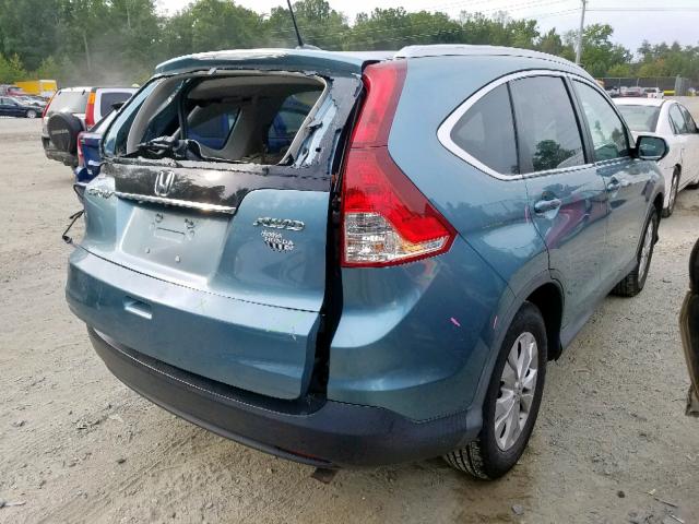 2HKRM4H74EH662825 - 2014 HONDA CR-V EXL BLUE photo 4